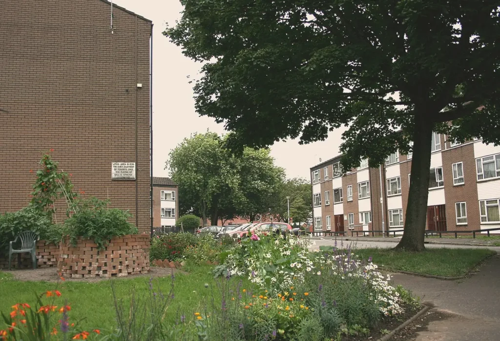 A community keyhole garden with a central access path